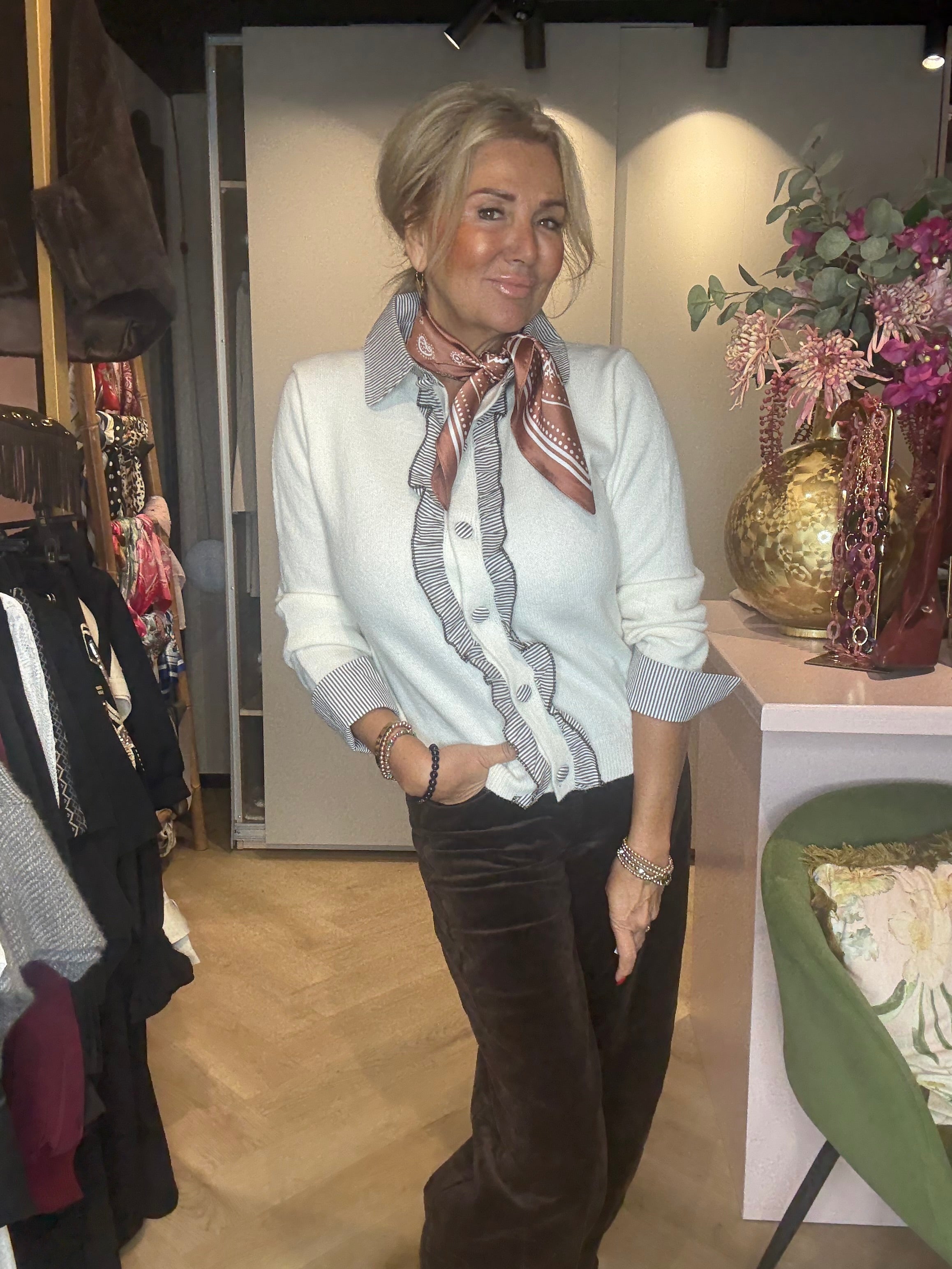 Vestje ecru Streepdetail